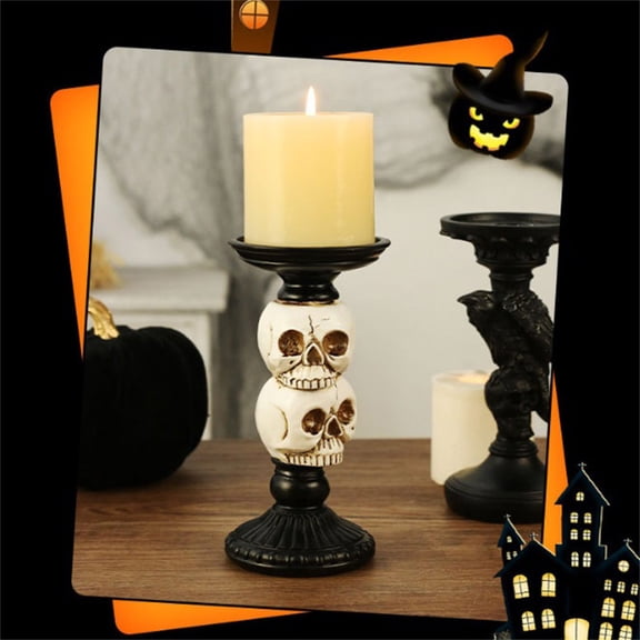 Clearance Desktop Ornament under $10,Pillar Candle Holder For Halloween Decoration Indoor Candlestick Holder For 3 Inches Pillar Candle