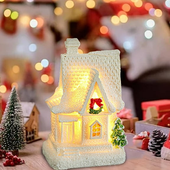 Clearance Desktop Ornament under $10,Resin White Glowing Snow Hut Miniature Desktop Diorama Ornament The Perfect Christmas Choice