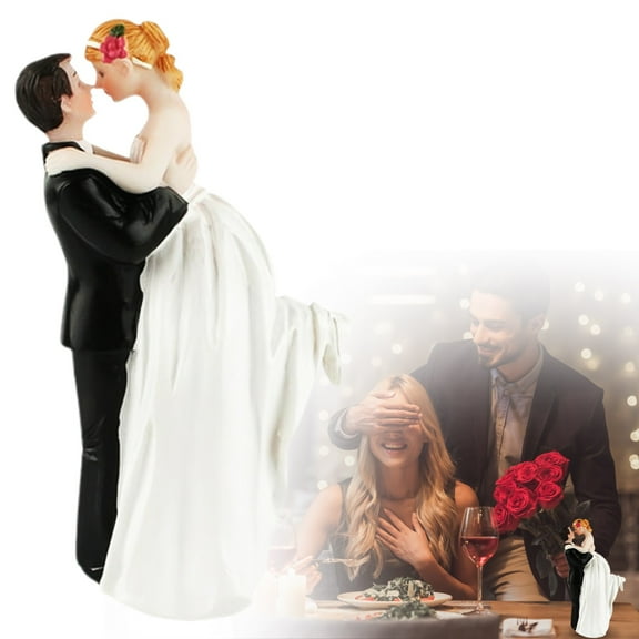 Clearance Desktop Ornament under $10,Wedding Bride And Groom Cake Topper；Fun And Charming Cake Topper Featuring Bride And Groom Figurines