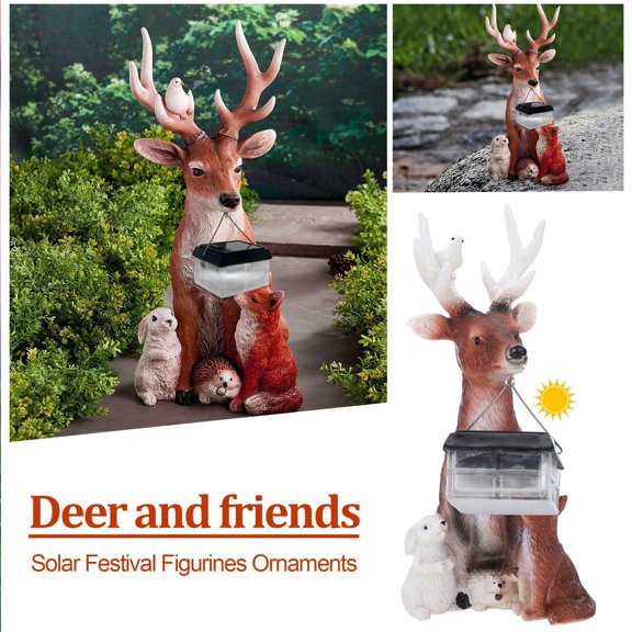 Clearance Desktop Ornament under $15,Deer Solar Wolf Hedgehog Rabbit Decoration Resin Decoration Figurine Decoration Hangs
