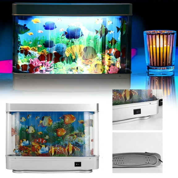 Clearance Desktop Ornament under $30,Artificial Aquarium Fish Tank Aquarium Artificial Fish Tank With Moving Fish Aquarium Lamp Perfect Sensory Lamp