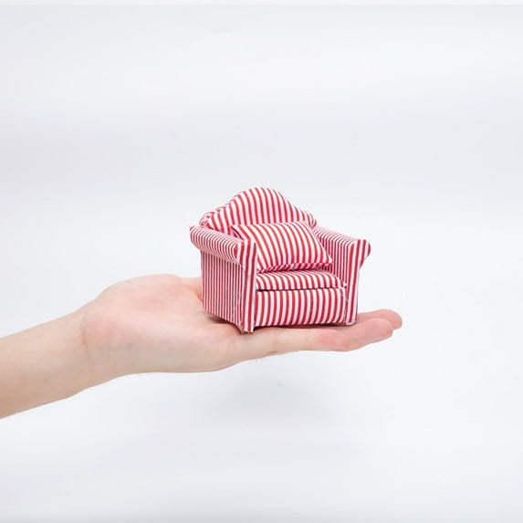 Clearance Desktop Ornament under $5,1:12 Dollhouse Dollhouse Mini Furniture Living Room Scene Model Small Floral Fabric Double Sofa