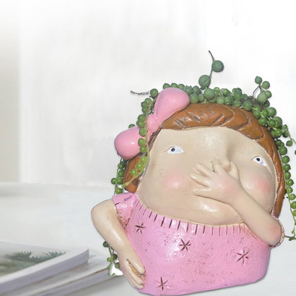Clearance Desktop Ornament under $5,Boys And Girls Pinch Their Noses Resin Fleshy Flower Pots Resin Crafts
