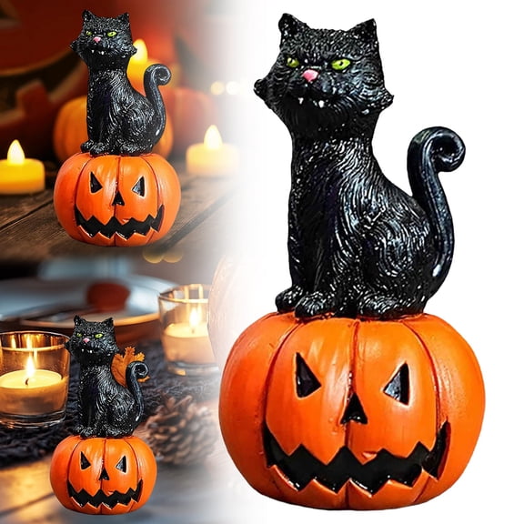 Clearance Desktop Ornament under $5,Halloween Cat Figurines Miniature Figurines Halloween Decorations Indoor For
