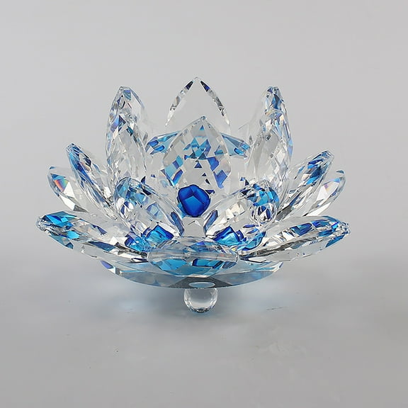 Clearance Desktop Ornament under $5,Sapphire Flower Feng Shui Home Decor With Box Artificial Quartz Flower Figurine Wedding Decor Souvenir