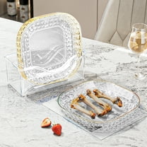 Clearance Dessert Plates,Pinch Bowls for Cooking Prep, Reusable Plastic Plates with Trim & Raised Edge, Small Plates for Appetizers Salad Snack, Cocktail Sandwich Plates