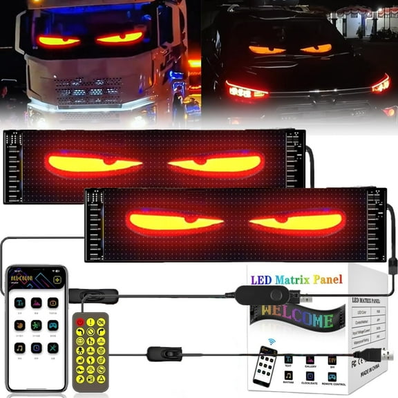 Clearance! Devil Eyes Light for Cars, Colorful Eye Lamp Soft Screen for Car Windows, Large Programmable Flexible LED Screen, Car Dynamic LED Smart Colorful Eye Lamp Soft Screen