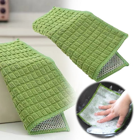 Clearance Dish Towels Multipurpose Wire Dishwashing Rag Polyester Silver Wire And Fiber Double Design For Wet And Dry Dish Multifunctional Non Scratch Scrubbing Pads Kitchen Cleaning Cloths
