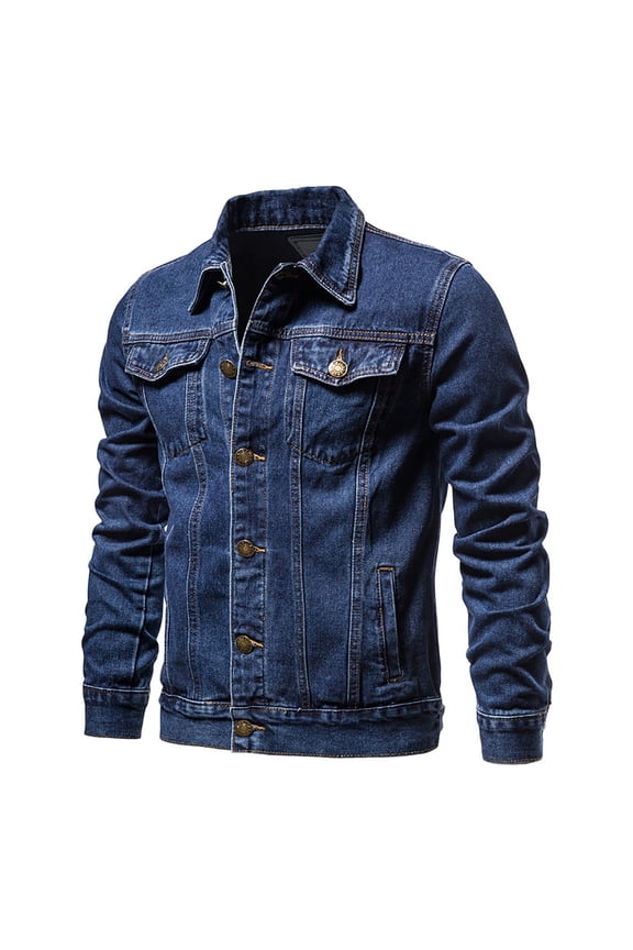 Clearance Distressed Denim Jacket Men's Button Down Denim Jacket Trucker Jean Coat Ripped Motorcycle Slim Fit Blue Jean Jackets Coat