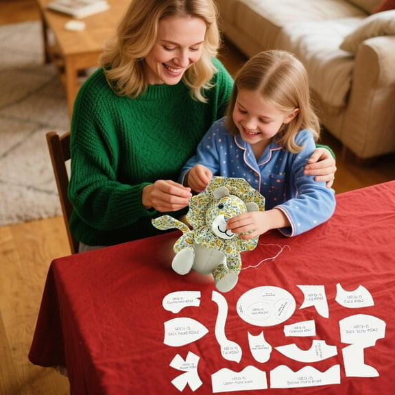Diy Floral Plush Sewing Pattern Kit Template with Pre Cut Shapes Easy To Follow Instructions for Handmade Stuffed Toy Ideal for Craft Enthusiasts & Beginner