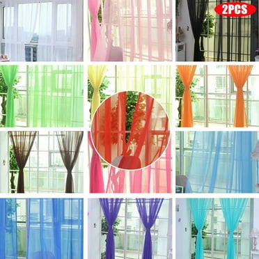 Djunllk 2 Pcs Sheer Curtains - 31 X 78 inch Gauze Semitransparent Glass Gauze Soft Light Drapes Curtains for Bedroom Livingroom Window, Black