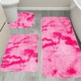 thumbnail image 1 of Djunllk Bathroom Rugs Sets 3 Piece - Memory Foam Microfiber Super Soft Bathroom Mat with Non-Slip Backing, Tie-Dyed Process Water Absorption Machine Washable Bath Mat, Pink, 1 of 7