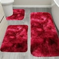 thumbnail image 1 of Djunllk Bathroom Rugs Sets 3 Plece - Long Velvet Bathroom Mat, Tie-Dyed Process Bath Rugs, Thick Soft Water Absorption Machine Washable Non-Slip Backing Bath Mat, Red, 1 of 7