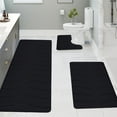 thumbnail image 1 of Djunllk Large Bathroom Rugs Sets 3 Piece - Memory Foam Super Soft Bathroom Mat, Thick Wave Style Bath Rugs Water Absorption Machine Washable Non-Slip Bath Mats, Black, 1 of 7
