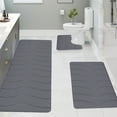 thumbnail image 1 of Djunllk Large Bathroom Rugs Sets 3 Piece - Memory Foam Super Soft Bathroom Mat, Thick Wave Style Bath Rugs Water Absorption Machine Washable Non-Slip Bath Mats, Dark Gray, 1 of 7