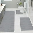 thumbnail image 1 of Djunllk Large Bathroom Rugs Sets 3 Piece - Memory Foam Super Soft Bathroom Mat, Thick Wave Style Bath Rugs Water Absorption Machine Washable Non-Slip Bath Mats, Gray, 1 of 7