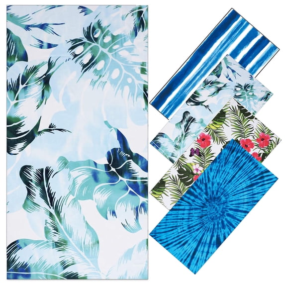 Djunllk Beach Towel - Microfiber Water Absorbing Fast-Drying Towel Shawl, Sandproof Beach Blanket Lightweight Multifunctional Pool Towels for All Season, 29" X 59"