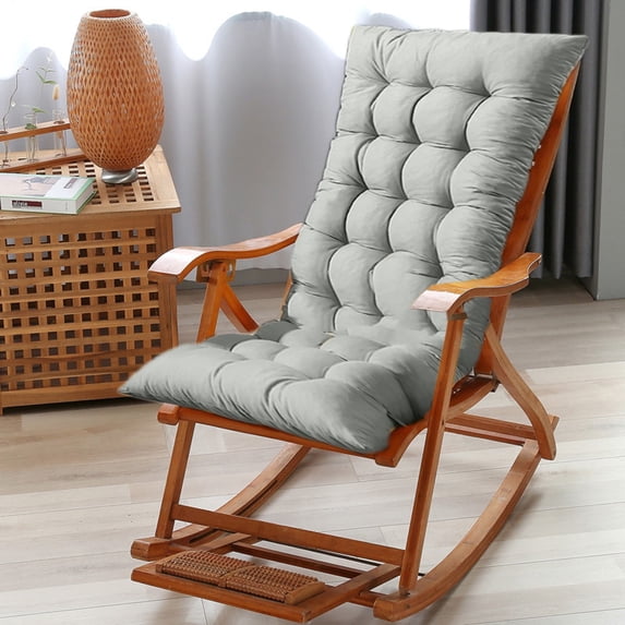 Djunllk Gray Rocking Chair Cushions Premium Outdoor Chair Cushions for Metal Rocker Fast Recovery High Back with Non Slip Ties, 15.7" x 43.3"