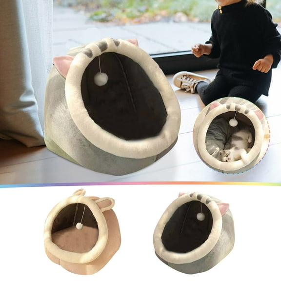 Djunllk Dog Bed - Semi-Closed Package Cat Bed Warm and Soft, Cozy Cute Cat Cave with Soft Cotton Pads, Non-Slip Bottom Washable Dog Bed for Puppies and Other Small Animals