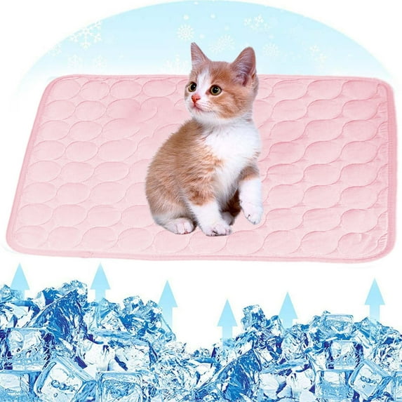 Djunllk Dog Mat - Summer Dog Cool Mat, Ice Silk Cool Rugs for Dog Bed, Breathable Washable Portable Self-Cool Foldable, Dog Bed for Kennels, Crates, Cars, Indoor Or Outdoor, Pink