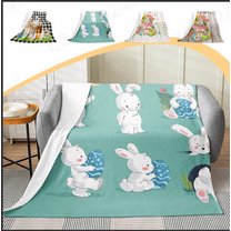 Djunllk Easter Throw Blanket - Cozy Soft Lightweight All Season Use Blanket with Bunny and Eggs, Cute Spring Throws Blanket for Couch Holiday Gifts for Boys & Girls, Easter Decorations