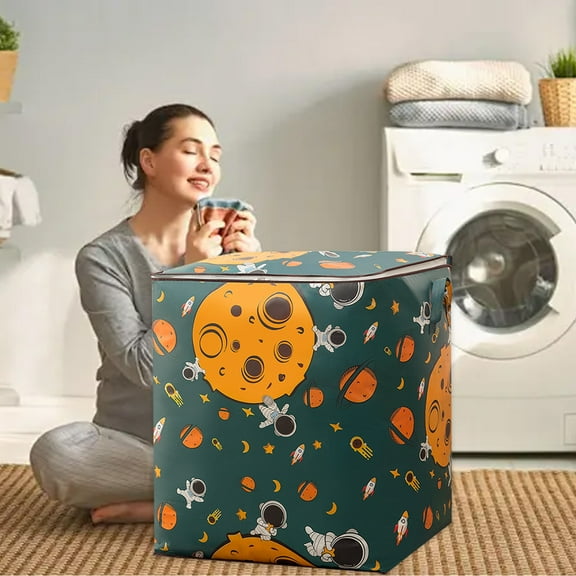 Djunllk Extra Large Storage Bags - Thickened Double Zipper Storage Bins, Clothes Storage with Lids Reinforced Handles, Storage and Organization for Home Bedroom, 175L