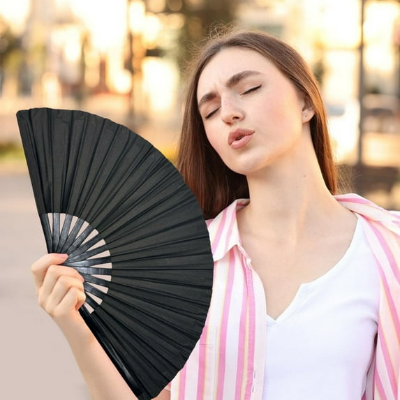 Djunllk Hand Fan 10" - Lightweight Stripe Folding Fan, Colorful Line Dancing Cosplay Party Decoration Hand Fan, Mothers Day Gifts