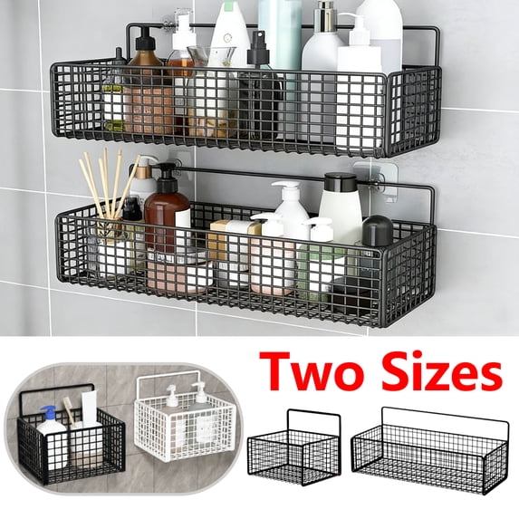 Djunllk Adhesive Shower Caddy Hanging Height Guardrail Wall Mounted No Drilling Shower Organizer for Bathroom Kitchen