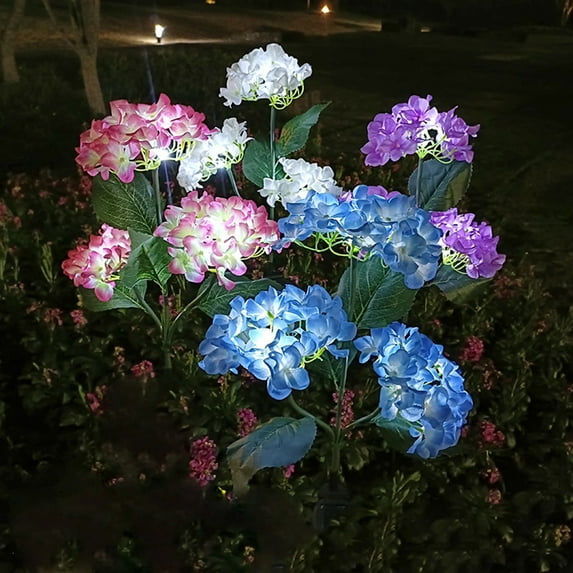 Djunllk Solar Lights Outdoor, Solar Flowers Lights Outdoor Garden Waterproof Beautiful Hydrangea Auto On/Off Lighting Patio Decor Gifts for Women