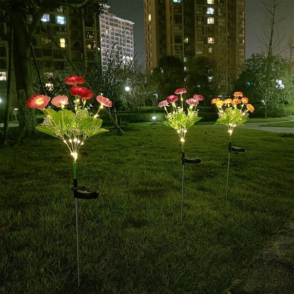 Djunllk Solar Lights Outdoor, Solar Flowers Lights Outdoor Garden Waterproof Hydrangea Auto On/Off Lighting Beautiful Patio Decor Gifts for Women