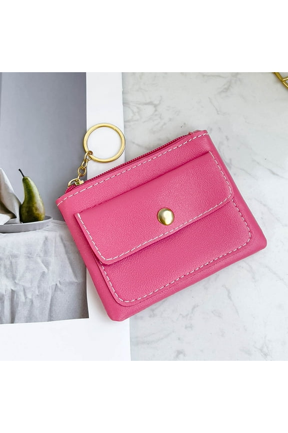 Mini Bag - Keychain Zipper Pouch, Cute Cosmetic Bag for Women, Lightweight Small Bag for Travel Vacation and Daily Use, Makeup Bag Key Pocket Lipstick Bag for Women, Hot Pink