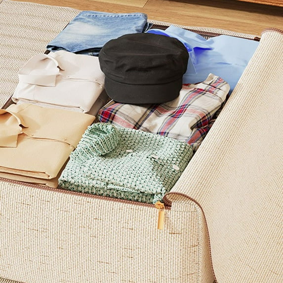 Djunllk Storage Bags - Thickened Large Capacity Storage Bins with Lids, Stackable Space Saving Storage and Organization for Bedroom Clothing with Reinforced Handles