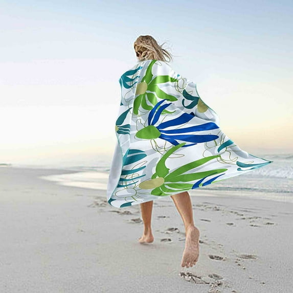 Clearance! Djunllk Beach Towel - Microfiber Sandproof Water Absorbing Fast Drying Beach Blanket, Super Soft Lightweight Towel Shawl Multifunctional Pool Towels, 28" X 60"