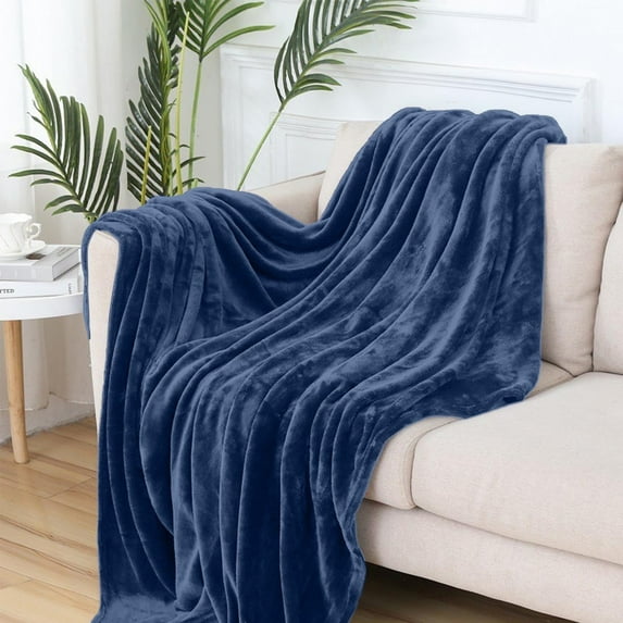 Djunllk Throw Blanket - Dark Blue Microfiber Ultimate Cozy Soft Blanket, Breathable Fluffy Blanket All Season Use, 27.5" x 39.3"