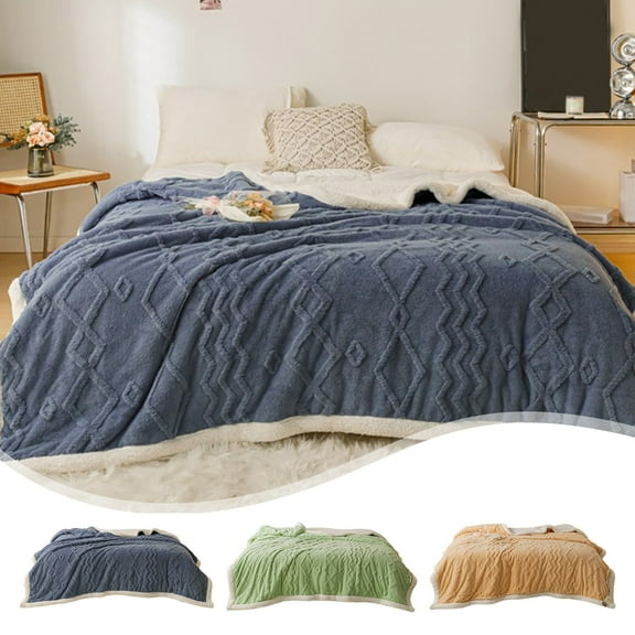 Djunllk Throw Blanket - Large Size Thickened Taffeta Soft Blanket Lambswool Feel, Fluffy Ultimate Cozy Breathable Bed Blanket for Couch Bed Home Living Room, 59.0" x 78.7"