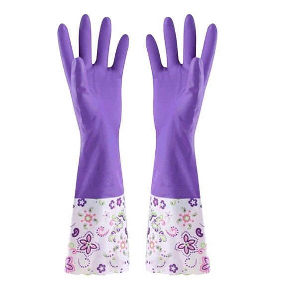 Djunllk Waterproof Rubber Gloves - Non-Slip Household Dishwashing Gloves, Reusable Long Sleeves Cleaning Gloves Drip-Catch Cuff Kitchen Gloves