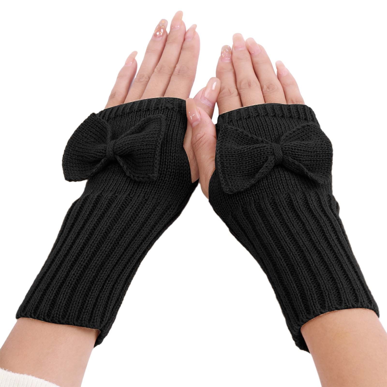 Clearance! Dkainn Short Bow Gloves Autumn and Winter Women's Cute Wrist