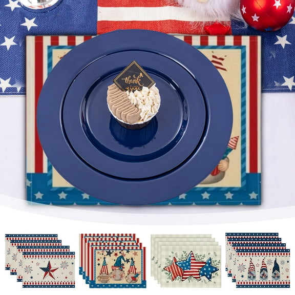Dmlowu 4th of July Decorations Placemats Heat Proof Table Mats Memorial Day Decorations Non Slip Outdoor Placemats for Restaurants Dining Table Party Travel