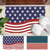Dmlowu 4th of July Decorations Bathroom Rugs Comfortable Patriotic Kitchen Mats for Floor Quicker Dry Non Slip Rugs for Living Room
