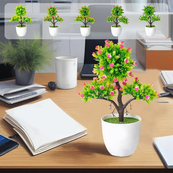 Clearance! Dmlowu Artificial Plants Indoor No Fade Sturdy Fake Plants Mini Artificial Plants for Indoor Garden Office Table Room Home Decor, Greenery Potted Outdoor Faux Plants