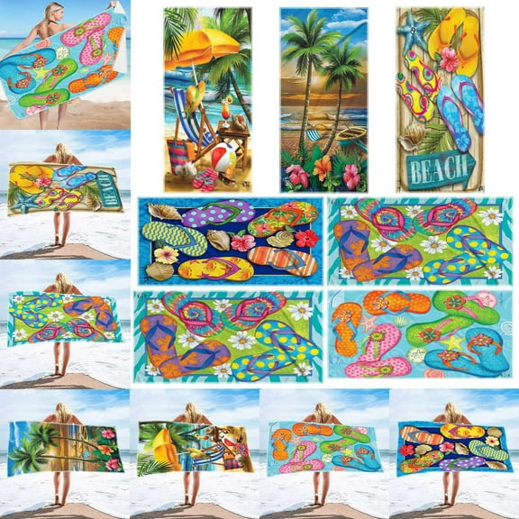 Dmlowu Beach Towel 28x60" Soft Velvet Personalized Beach Towels Quicker Dry Sandproof Beach Blanket Lightweight Tough Fine Fiber Pool Towels for Swimming Camping Beach Travel