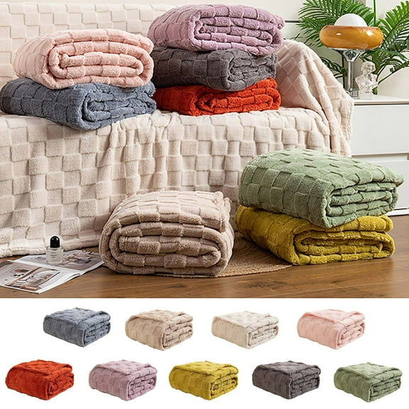 Dmlowu Fleece Blanket 59x79 inch Flannel Blanket Soft Fluffier Throw Blanket for Couch Microfiber Throw Blanket Warm Home Decor Checkered Luxury Flannel Blankets for Winter