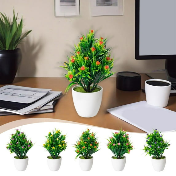 Clearance! Dmlowu Fake Plants No Fade Sturdy Artificial Plants Indoor Mini Greenery Potted Outdoor Faux Plants for Indoor Garden Office Table Room Home Decor
