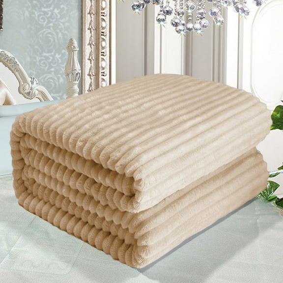Dmlowu Fleece Throw Blanket - Super Soft & Warm Double Layer All Season Blanket for Couch, Bed, Sofa, 28x40" Khaki Bed Decor