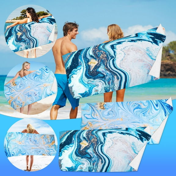 Dmlowu Microfiber Beach Towel 30x60" Sandproof Beach Towel Lightweight Beach Blanket Luxury Soft Beach Towels Oversized for Swimming Pool Camping Beach Vacation Essentials