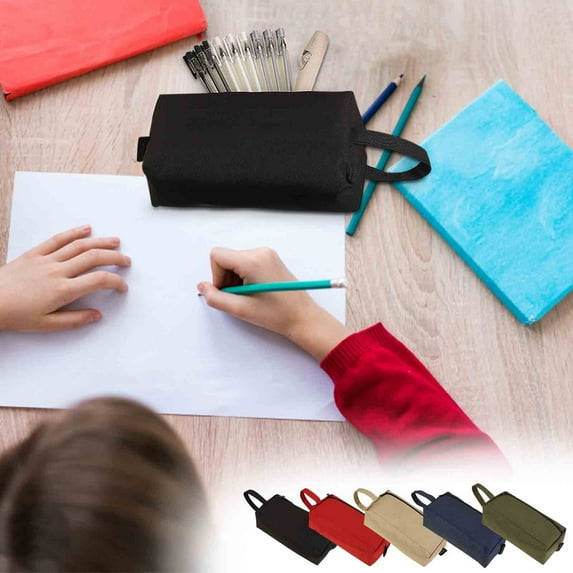 Dmlowu Pencil Pouch Large Capacity Pencil Case Sturdy Stackable Pencil Box for Office Art Supplies Solid Color Pen Case for Women Men