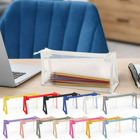 Dmlowu Pencil Pouch Transparent Pencil Case Large Capacity Aesthetics Pencil Box for Office Art Supplies Stackable Pen Case for Women Men