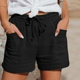 thumbnail image 1 of Clearance! Dndif Linen Shorts For Women Women's Fashion Casual High Waist Pants Straight Leg Sports Casual Loose Shorts Beach Shorts For Women Black S-3XL, 1 of 6