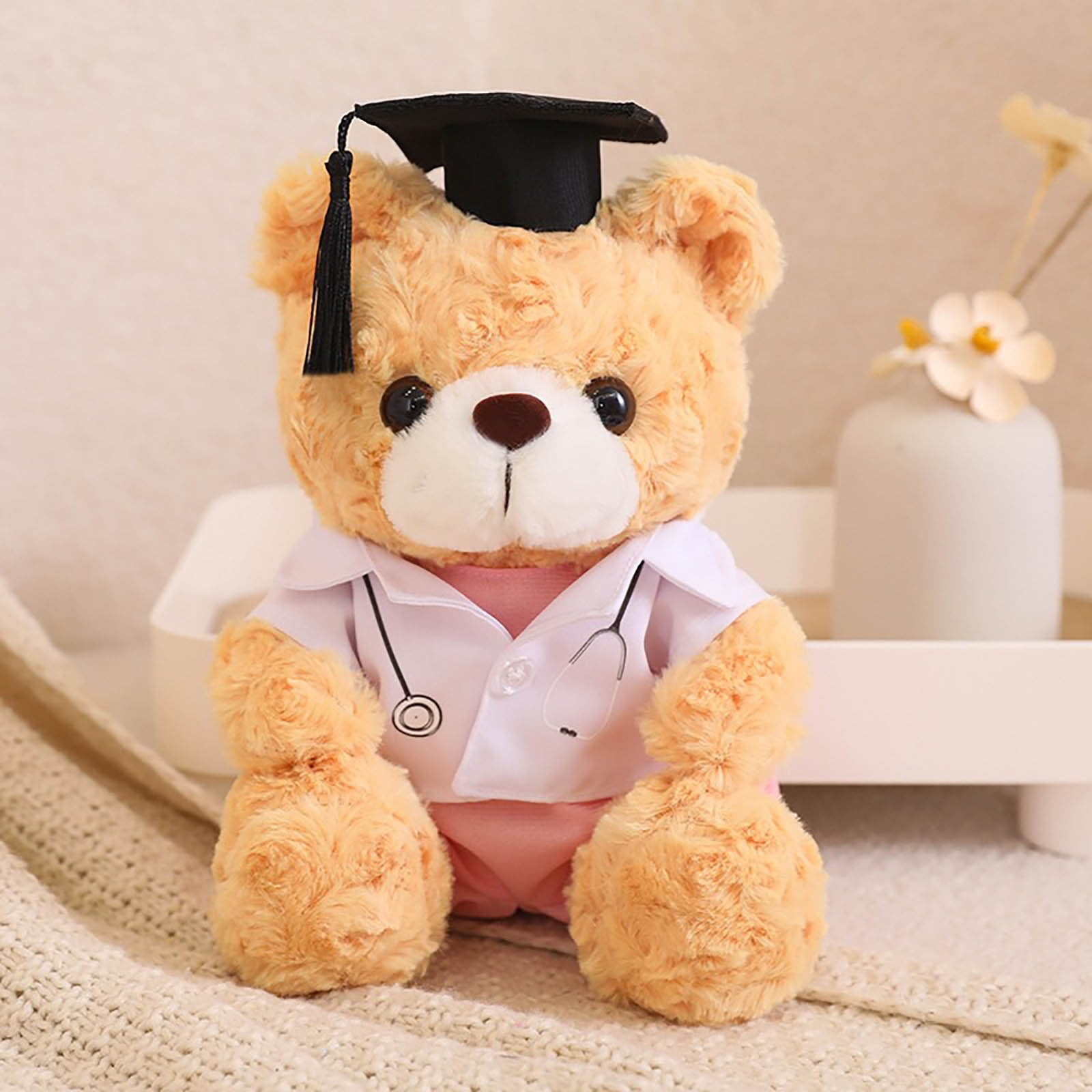 Graduation Bear Gifts Set Include St￭ Animal Bear With Gown Cap Tassel Class 2025 Grad Card Soap Artificial Flower Box Window Graduation Gift Her Dark