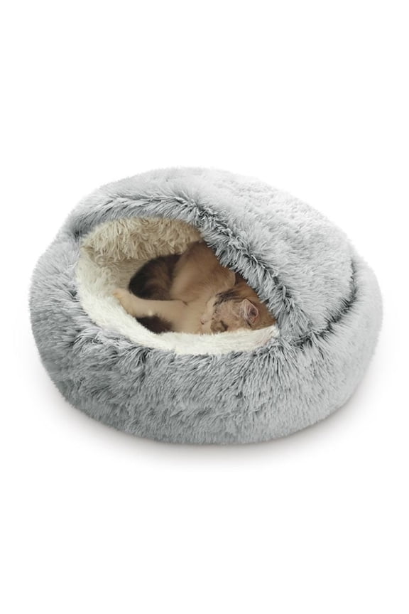 Fabric Plush Nest Dog Round Pet Winter Warm Sleeping Bag Bed 50cm Soft Calming Bed for Small Pets Under 6kg JASKFLY